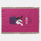 Kute magenta met zwarte en witte Cartoons Deken (Voorkant)