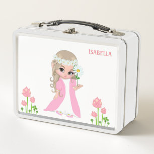 Kute Magic Fairy and Flowers Metal Lunch Box