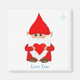 Kute magische gnoom met hart op wit magneet