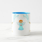 Kute magische lamp, engel en kalligrafie tweekleurige koffiemok (Center)