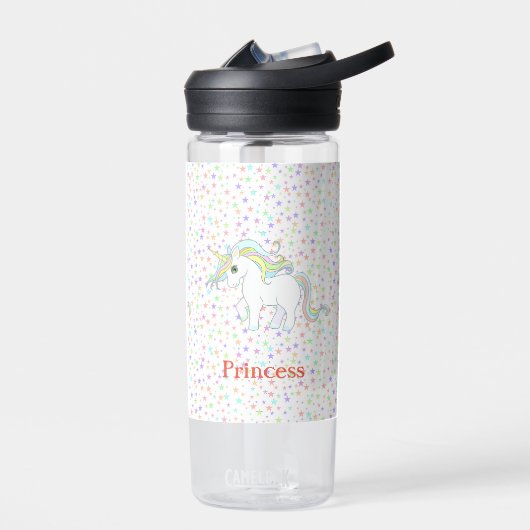 Kute magische unicorn en meerkleurige sterren waterfles (Links)
