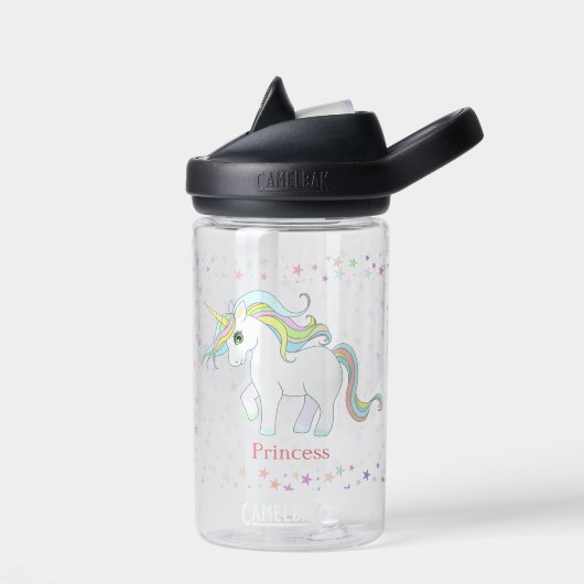 Kute magische unicorn en meerkleurige sterren waterfles (Links)