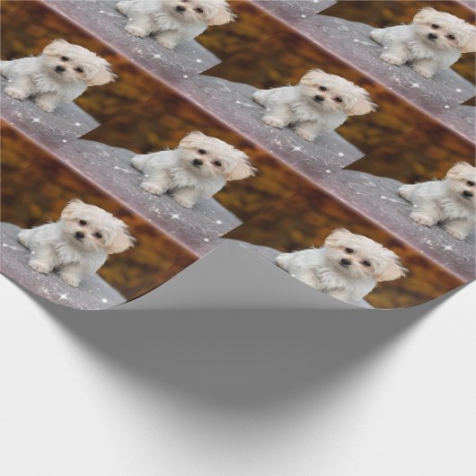 Kute Maltese pap-kerstpapier Cadeaupapier (Hoek)