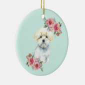 Kute Maltese puppy Dog met Flowers Waterverf Keramisch Ornament (Rechts)