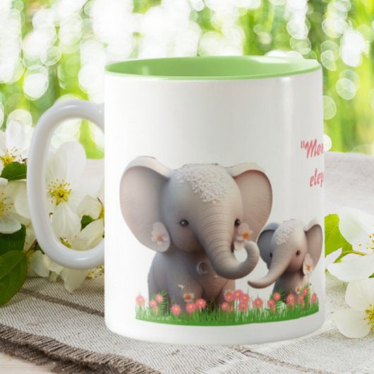 Kute mam en Baby Elephant Personalized Tweekleurige Koffiemok