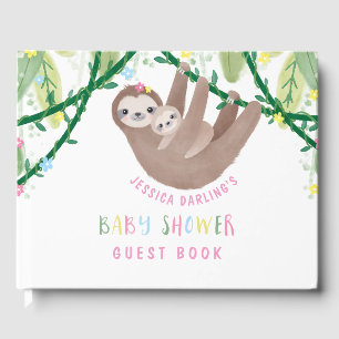 Kute mam en Baby Sloth Guest Book Gastenboek