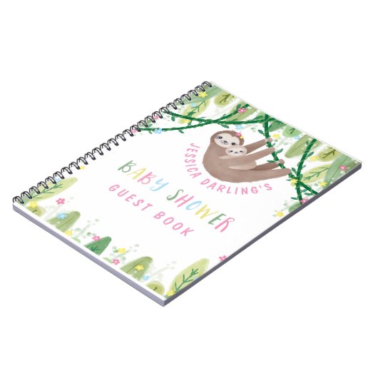 Kute mam en Baby Sloth Guest Book Notitieboek (Linkerzijde)