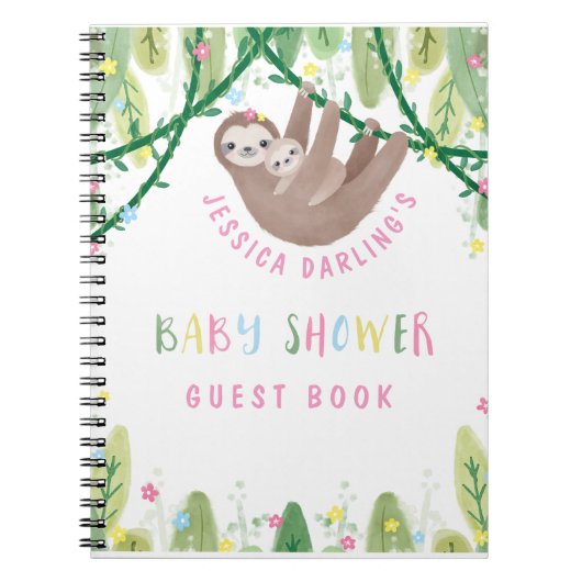Kute mam en Baby Sloth Guest Book Notitieboek (Voorkant)