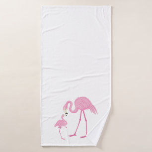 Kute mama en baby flamingo waterverven bad handdoek