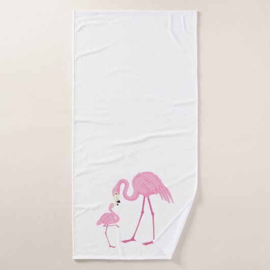 Kute mama en baby flamingo waterverven bad handdoek (Badhanddoek)