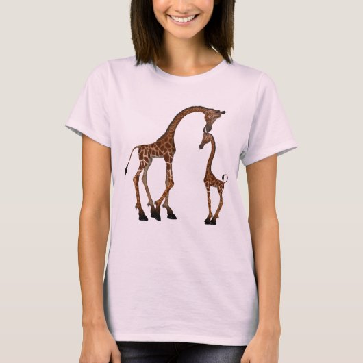 Kute mama en Baby-Giraffe T-shirt (Voorkant)
