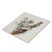Kute mama en Baby waterverf Koala op lichtbruin Tegeltje (Zijkant)