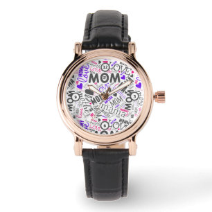 Kute mama Moeder Word Art Typo Cloud Moederdag Horloge