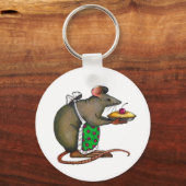 Kute mama Rat met pin: Tekening: kleurenpotlood Sleutelhanger (Voorkant)