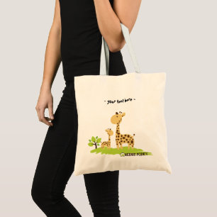 Kute mamma & Baby Giraffe Green & Yellow Canvas Ba Tote Bag
