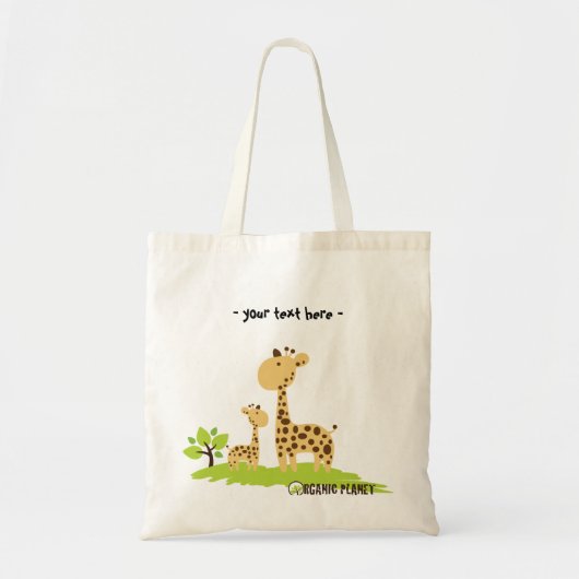 Kute mamma & Baby Giraffe Green & Yellow Canvas Ba Tote Bag (Voorkant)