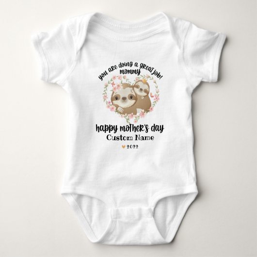Kute mamma en Baby Sloths Happy Moederdag Romper (Voorkant)