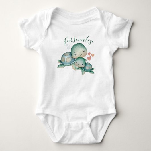 Kute mammie Baby Turtle Green personaliseert Romper (Voorkant)