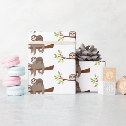 Kute mammie en baby unisex slothomp cadeaupapier (Baby Shower)