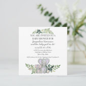 Kute mammie in Baby Elephant w Foliage Girl Shower Kaart (Staand voorkant)