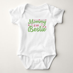 Kute mammie is mijn Bestie Quote Pink Green Baby B Romper