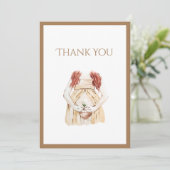 Kute mammie-to-be Baby shower Bedankkaart (Staand voorkant)