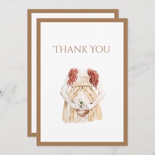 Kute mammie-to-be Baby shower Bedankkaart (Voorkant / Achterkant)