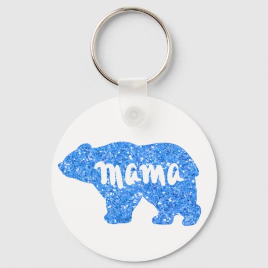 Kute mammum beer blauwe mousserende glitter sleutelhanger (Voorkant)