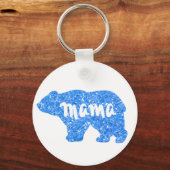 Kute mammum beer blauwe mousserende glitter sleutelhanger (Voorkant)