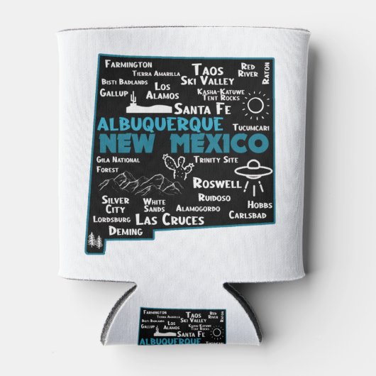 Kute map van New Mexico Albuquerque Map Santa Fe Blikjeskoeler (Voorkant)