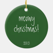 Kute mas Kat, groene rug, gepersonaliseerde naam/j Keramisch Ornament (Achterkant)