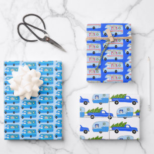 Kute-mas trailers RV Camper Colorful Holiday Blue Inpakpapier Vel