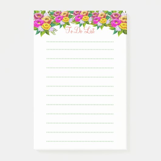 Kute meerkleurige bloemen leidden dingen om te doe post-it® notes (Voorkant)