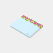 Kute meerkleurige bloemen op lichtblauw post-it® notes (Schuin)