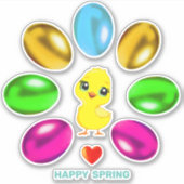 Kute meerkleurige paaseieren sticker (Voorkant)
