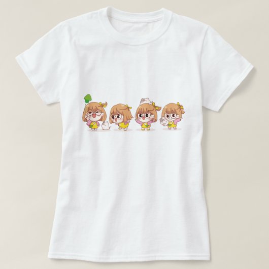 Kute meisjes met katten t-shirt (Design voorkant)