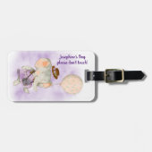 Kute meisjesolifant met ballon, personaliseer het bagagelabel (Voorkant horizontaal)