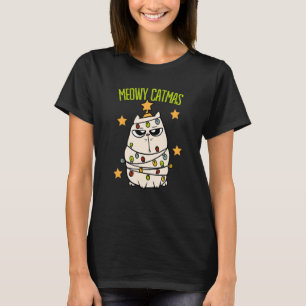 Kute Meowy Catmas kerstkat omhoog gedraaid in Ligh T-shirt