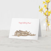 Kute merkats verjaardagskaart voor moeder kaart (Gele Bloem)