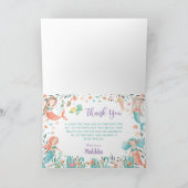 Kute Mermaid Birthday onder de Zee Pool Party  Bedankkaart (Binnen)