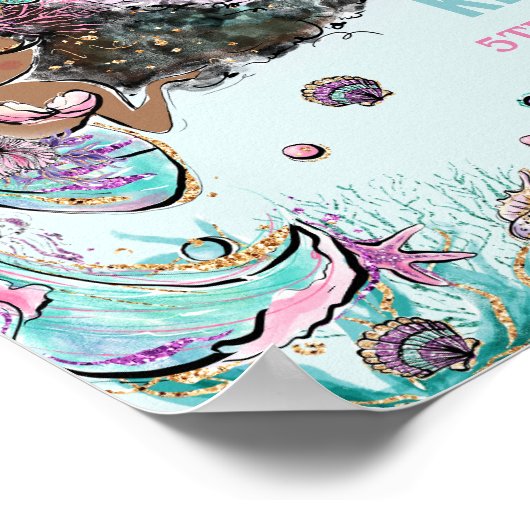 Kute Mermaid Birthday onder Zee Pool Welcome P Poster (Hoek)