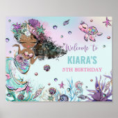 Kute Mermaid Birthday onder Zee Pool Welcome P Poster (Voorkant)