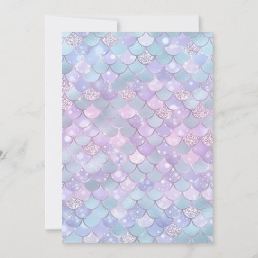 Kute Mermaid Birthday onder Zee uitnodiging (Achterkant)