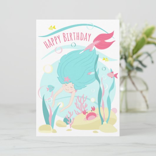 Kute Mermaid Diving onder het Zee (Staand voorkant)