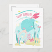 Kute Mermaid Diving onder het Zee Feestdagenkaart (Voorkant / Achterkant)