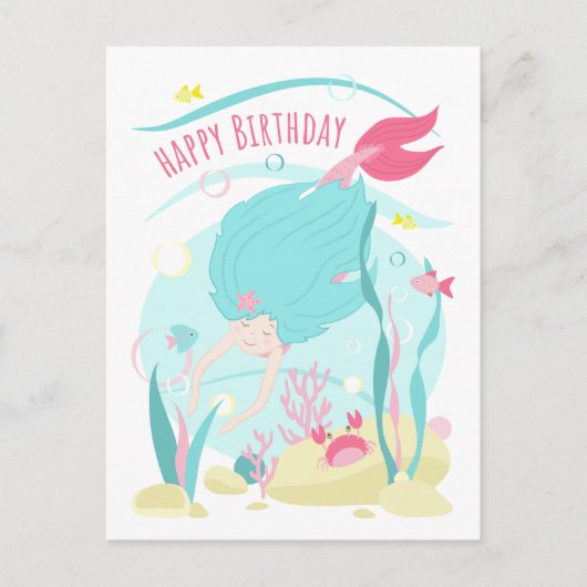 Kute Mermaid Diving onder het Zee Feestdagenkaart (Voorkant)