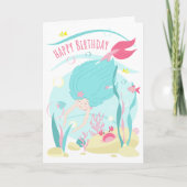 Kute Mermaid Diving onder het Zee Kaart (Voorkant)