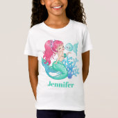 Kute mermaid en vis voeg de naam t-shirt toe (Voorkant)