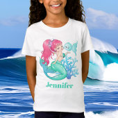 Kute mermaid en vis voeg de naam t-shirt toe