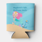 Kute Mermaid Girl Beach Custom Kind Birthday Party Blikjeskoeler (Voorkant)